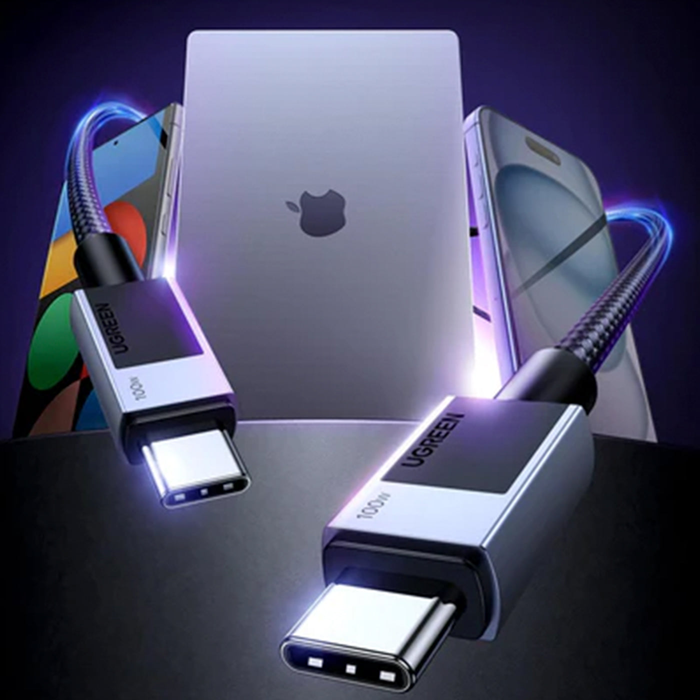 Cable de carga rápida y transferencia de datos Ugreen USB-C a USB-C L512 100W - 1m - Achorao