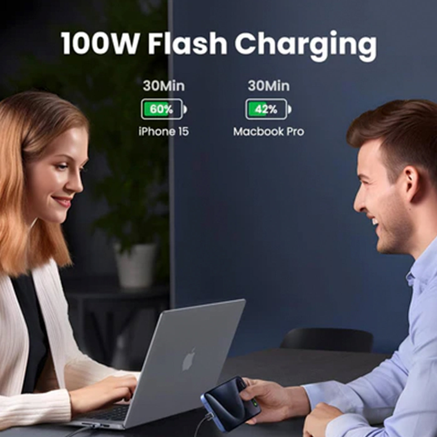 Cable de carga rápida y transferencia de datos Ugreen USB-C a USB-C L512 100W - 1m - Achorao