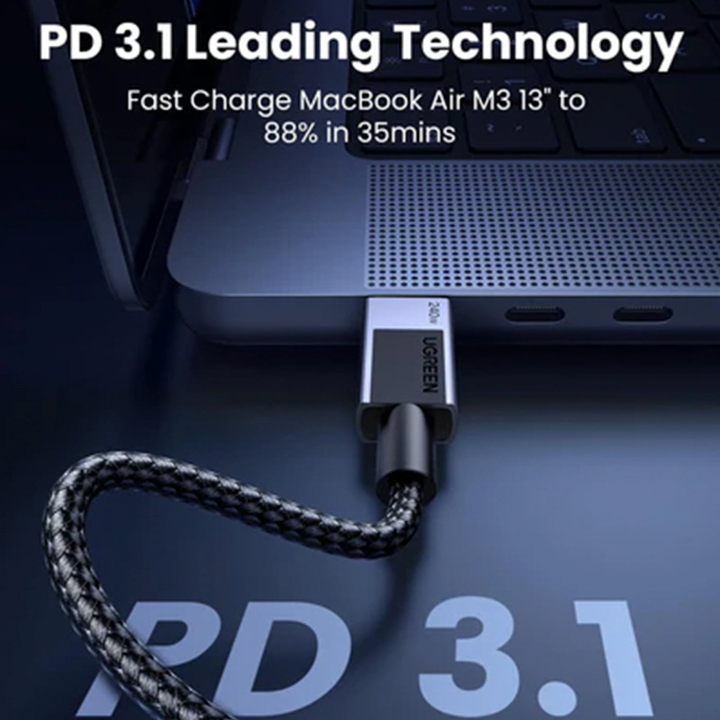 Cable de carga rápida y transferencia de datos Ugreen USB-C a USB-C L513 240w - Achorao