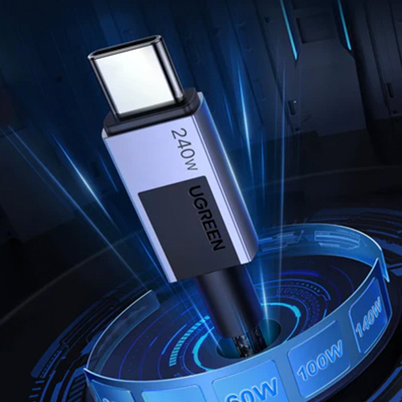 Cable de carga rápida y transferencia de datos Ugreen USB-C a USB-C L513 240w - Achorao