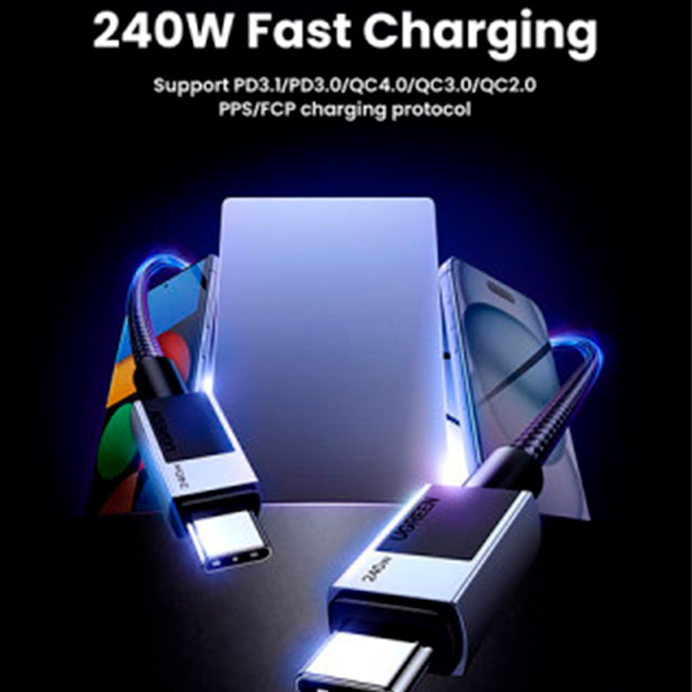 Cable de carga rápida y transferencia de datos Ugreen USB-C a USB-C L513 240w - Achorao