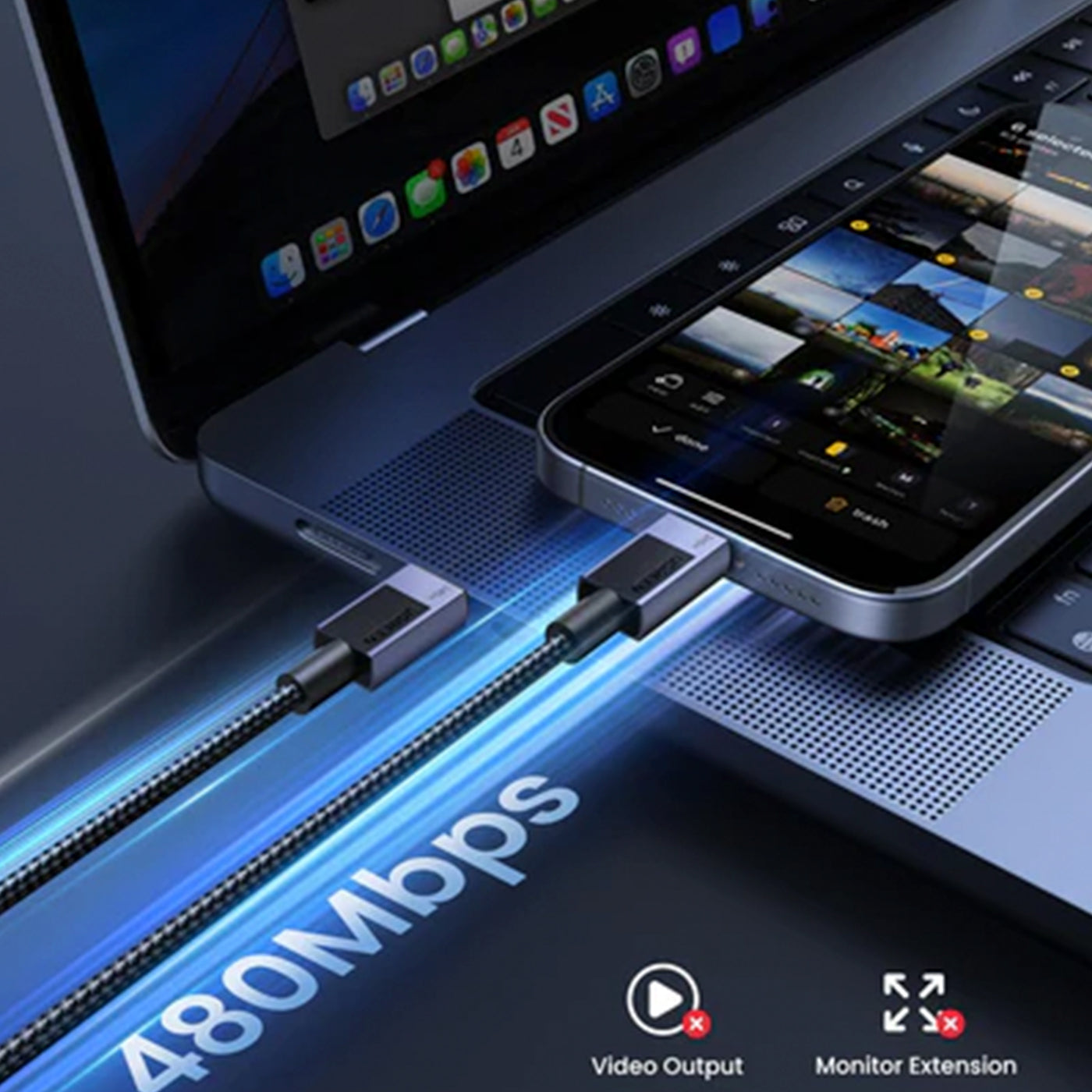 Cable de carga rápida y transferencia de datos Ugreen USB-C a USB-C L513 240w - Achorao