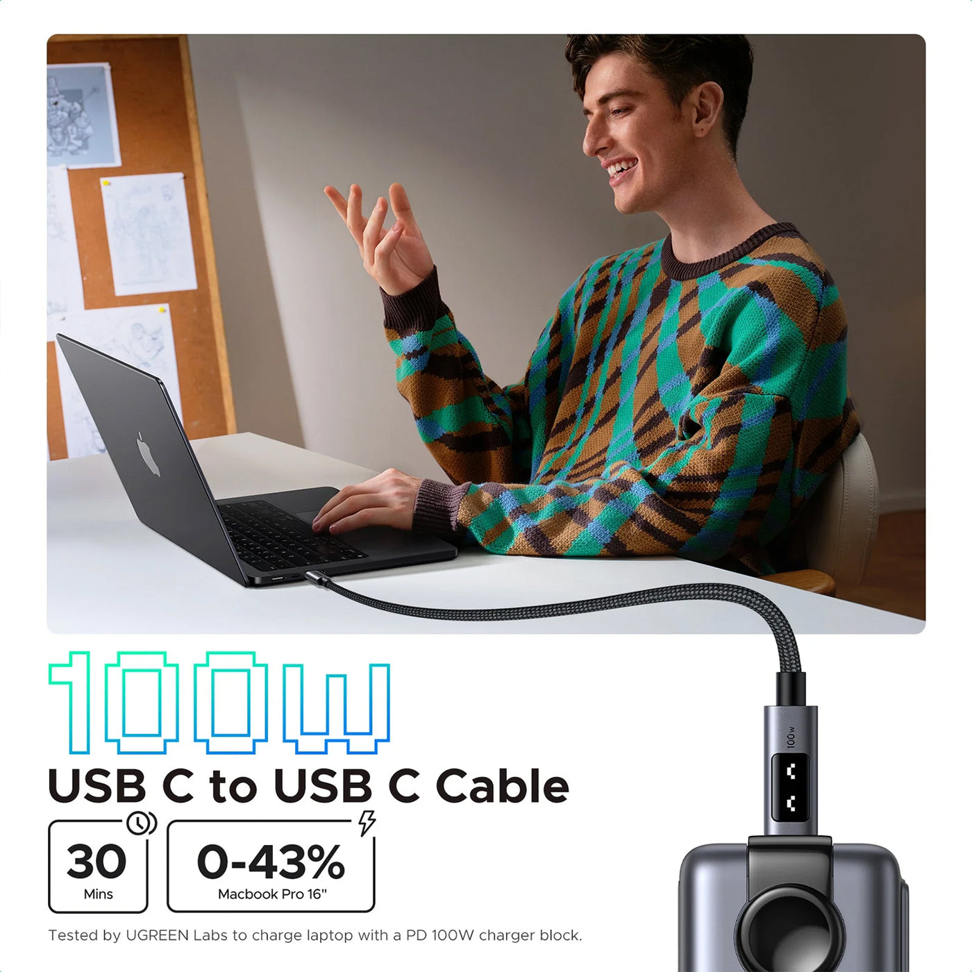 Cable USB-C a USB-C UGREEN Uno Cable 100W L509 - Achorao