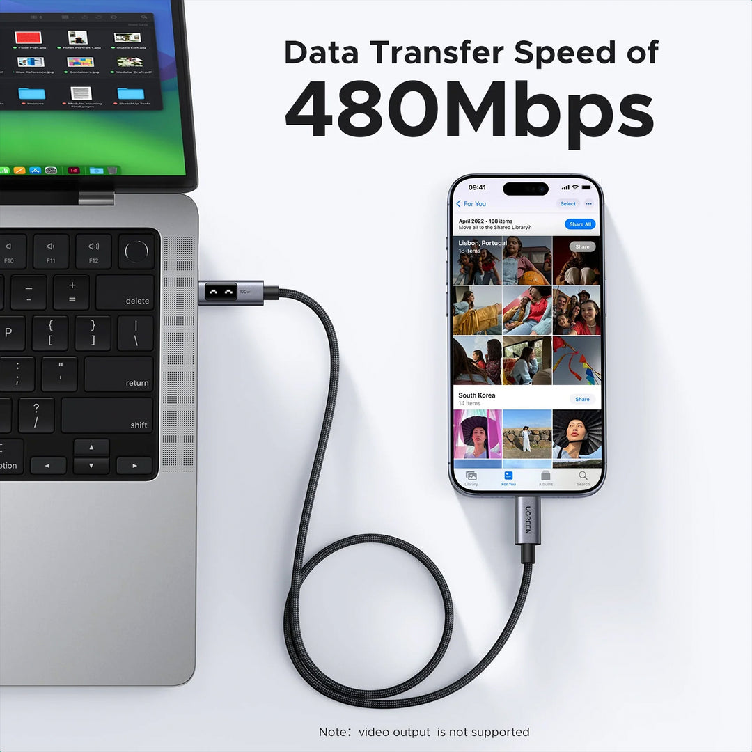 Cable USB-C a USB-C UGREEN Uno Cable 100W L509 - Achorao