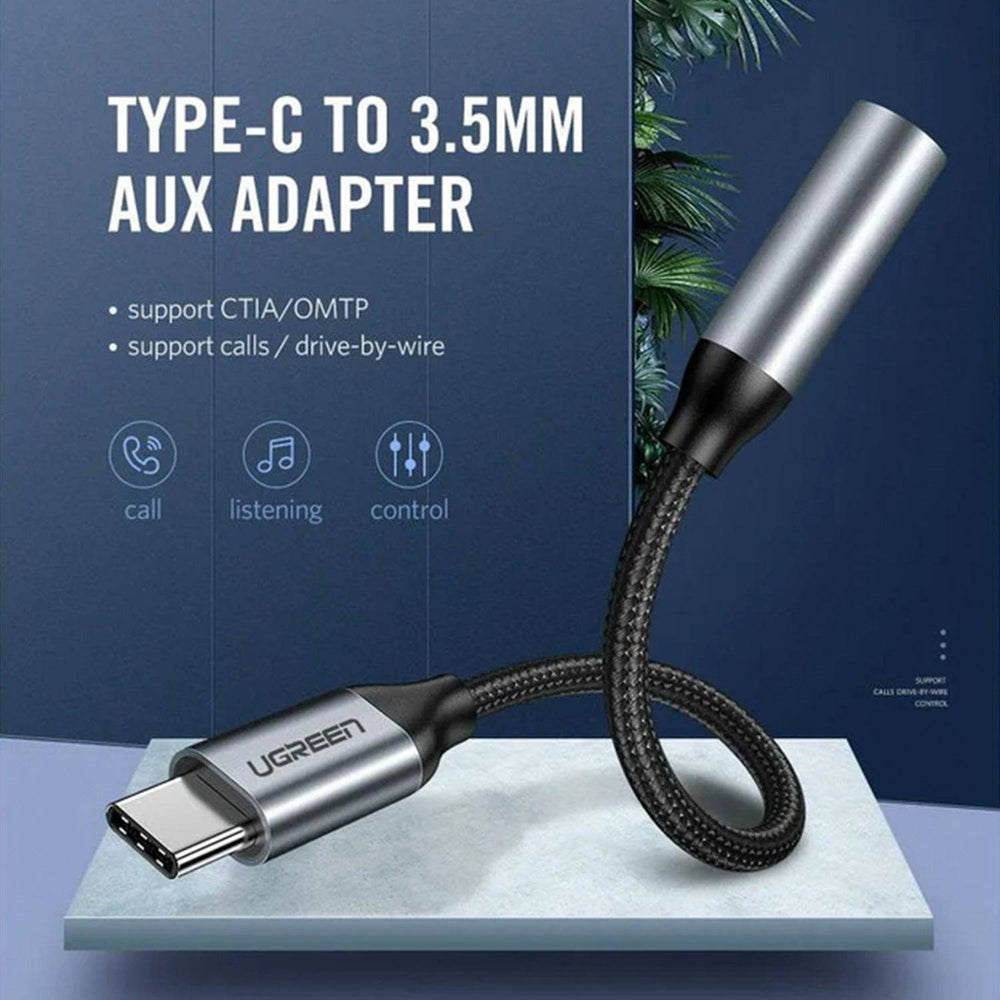 Cable Hembra UGREEN USB Tipo C a 3.5mm  10cm (Gray) AV142 - Achorao