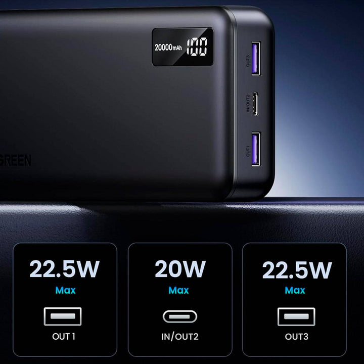Power Bank de carga rápida UGREEN 20000mAh  bidireccional PB312 - Achorao