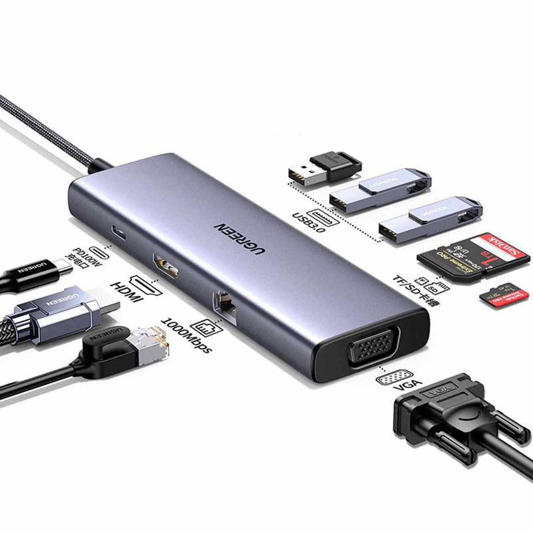 Adaptador Multifunción UGREEN USB-C CM498 - 9 en 1 - Achorao