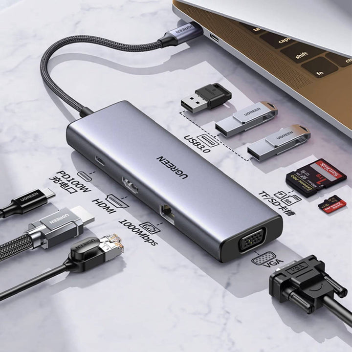 Adaptador Multifunción UGREEN USB-C CM498 - 9 en 1 - Achorao