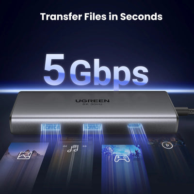 Adaptador multifunción USB-C UGREEN CM498 15852 (6 en 1) 8K 30Hz - Achorao