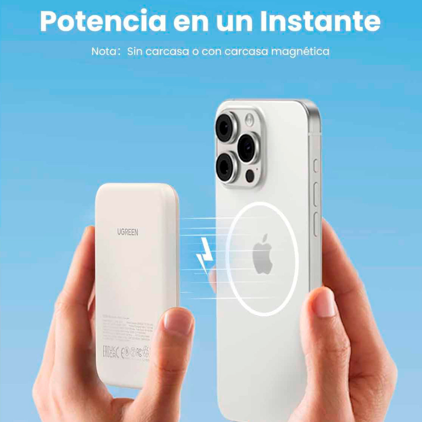 Power bank magnético inalámbrico UGREEN 5000mAh 15W-7.5W PB560