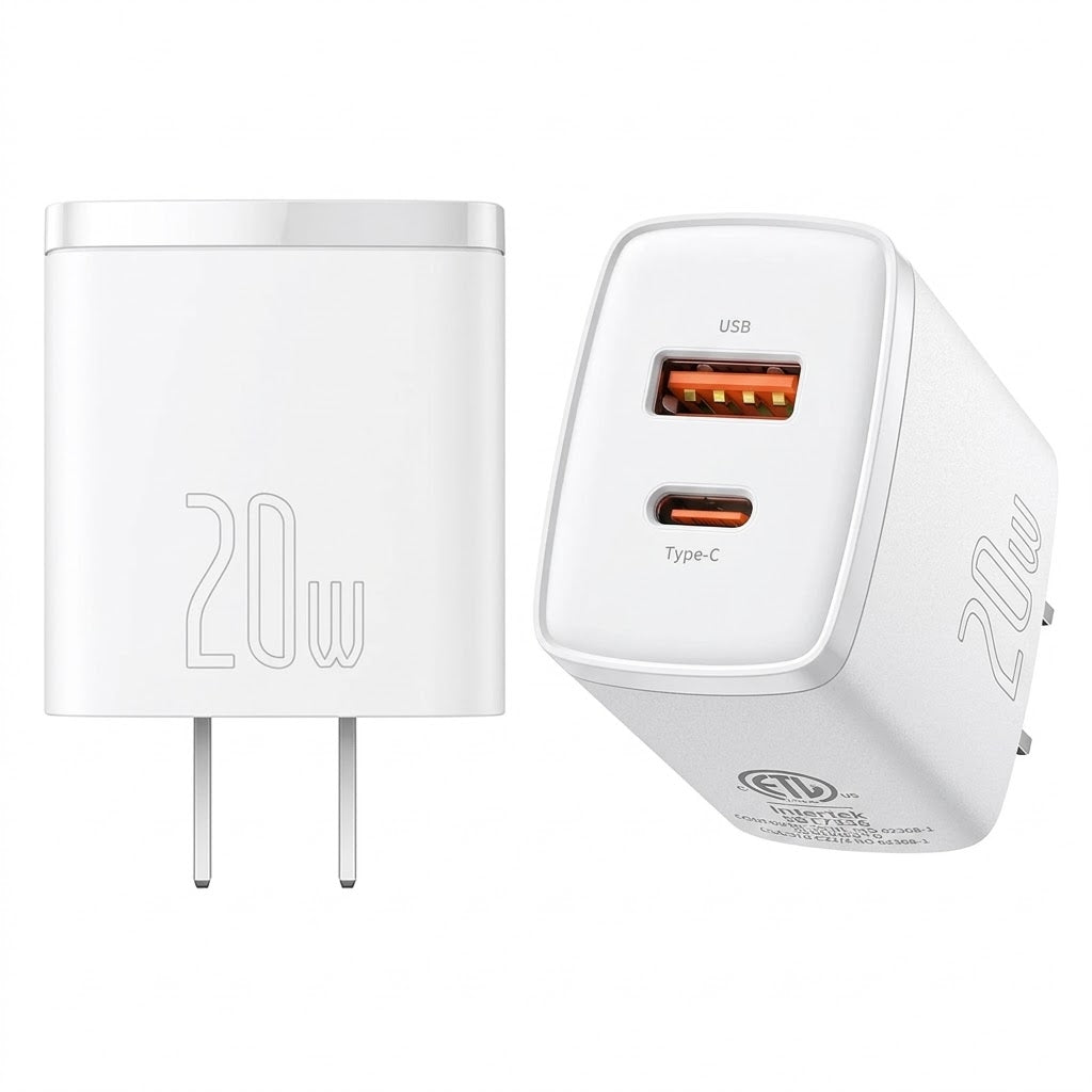 Combo Cargador + Cable Lightning Baseus 20W 3A dos salidas USB-A + Tipo-C US - Achorao