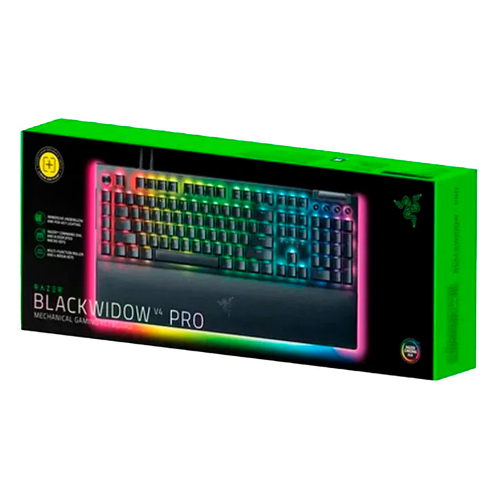 Teclado mecánico gamer Razer BlackWidow V4 Pro, RGB Chroma, switch Yellow lineal, layout inglés - Achorao
