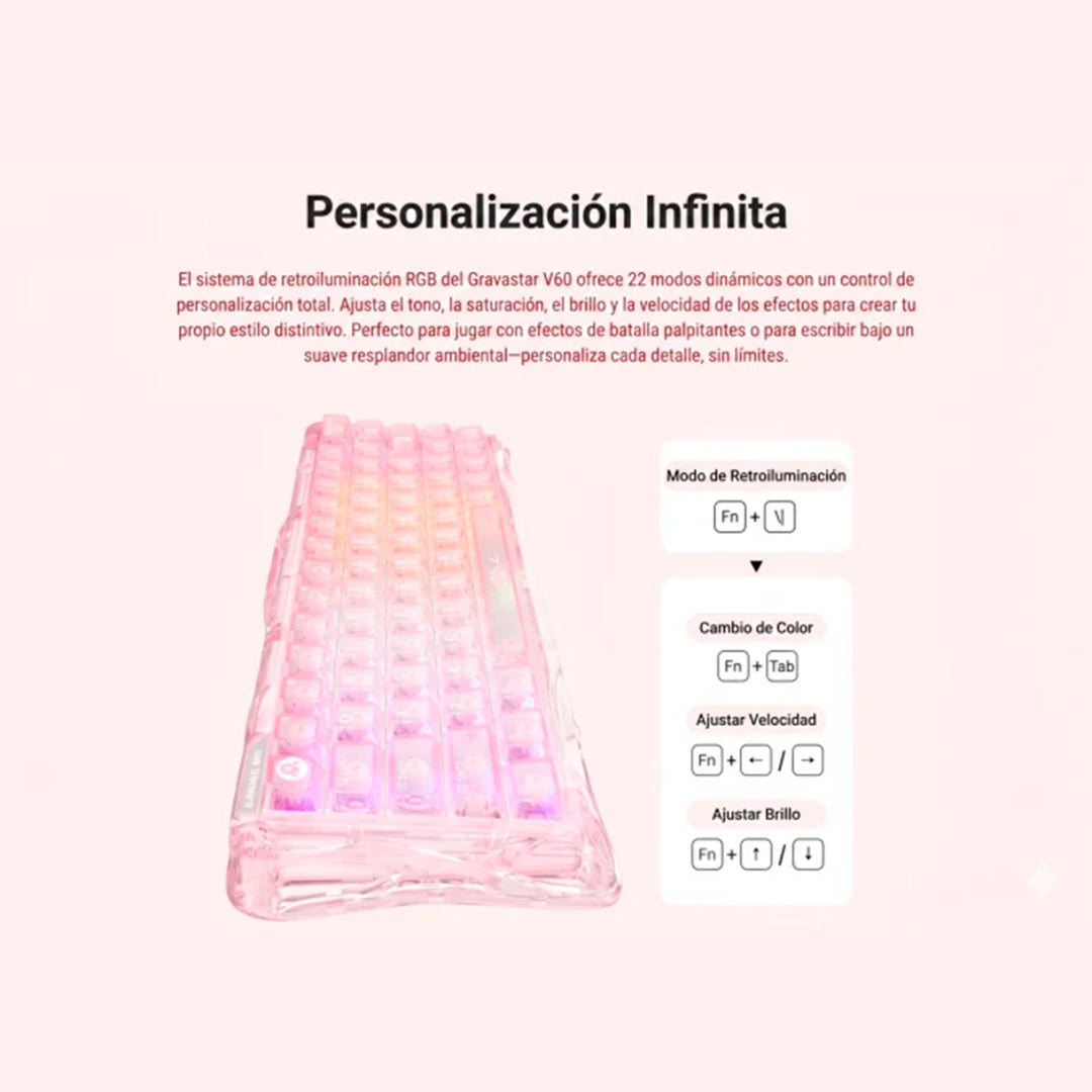 Teclado mecánico gamer GravaStar MERCURY V60 PRO HE Ingles