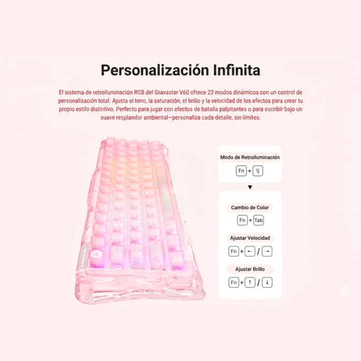 Teclado mecánico gamer GravaStar MERCURY V60 PRO HE Ingles