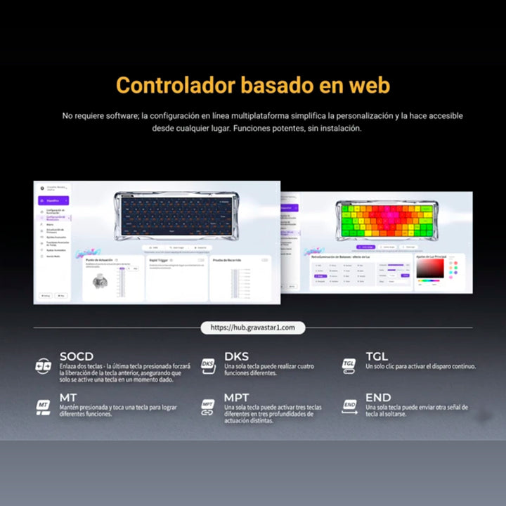 Teclado mecánico gamer GravaStar MERCURY V60 PRO HE Ingles