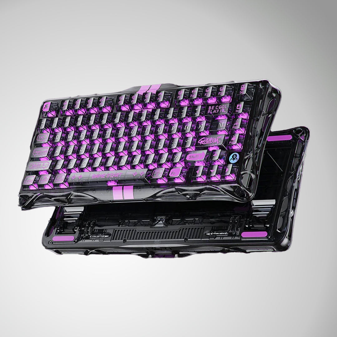 Teclado Gamer Gravastar Mercury V75 HE Lite, Cableado, Layout Inglés, Color Transparent Black - Achorao