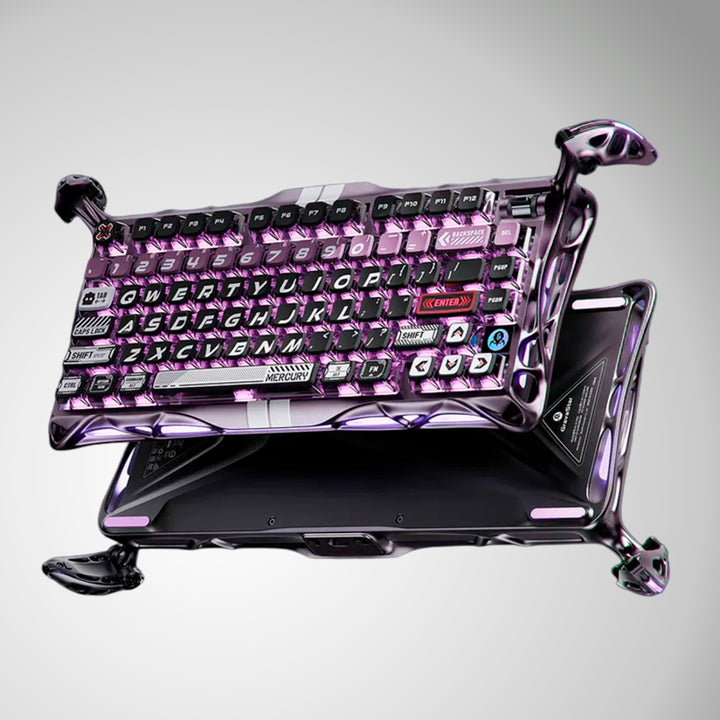 Teclado mecánico Gamer GravaStar MERCURY V75 PRO HE Cableado Ingles, Iron Purple - Magnetic Switch - Achorao