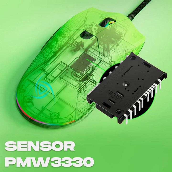 VSG Aurora Mouse Óptico Gamer Ambidiestro Ultraliviano, 6 Niveles de dpi, Gliders de Teflón, Botones Programables e Iluminación RGB, 72g - Achorao