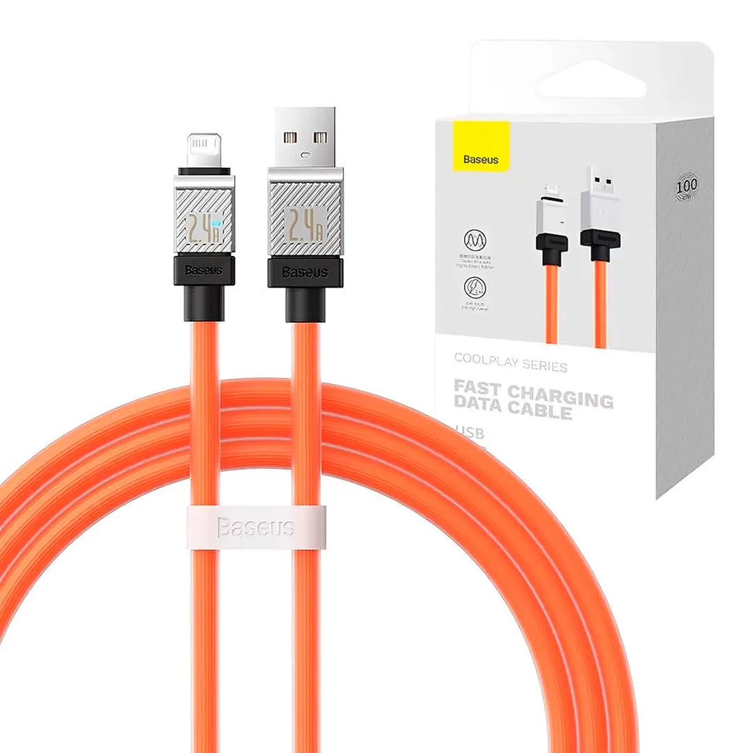 Cable Baseus USB-A a Lightning Coolplay Series, Naranja - Achorao