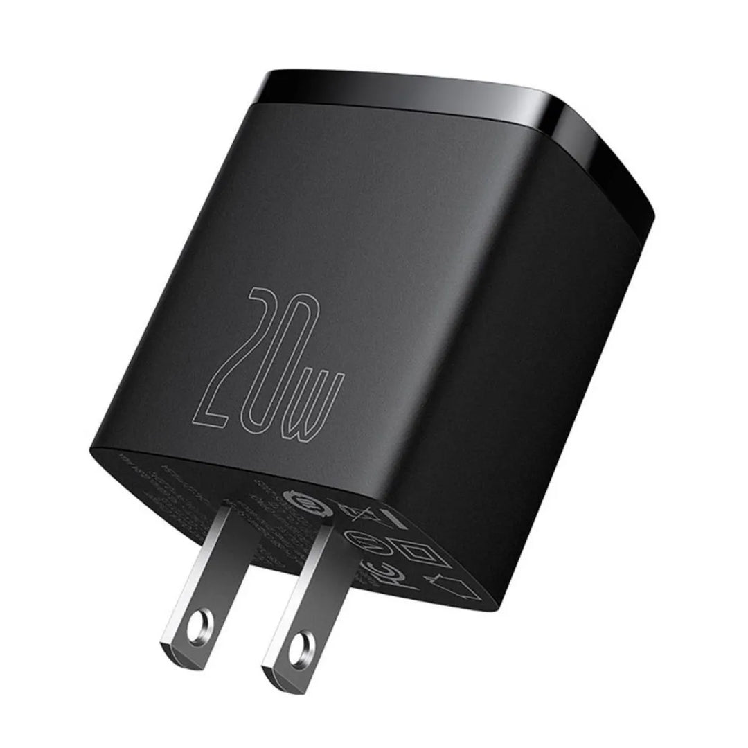 Combo Cargador + Cable Lightning Baseus 20W 3A dos salidas USB-A + Tipo-C US - Achorao