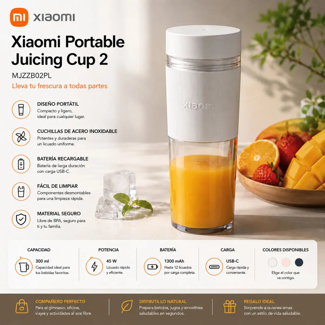 Licuadora Portátil Xiaomi Mijia Juicer Cup 2 Recargable 300ml Modelo MJZZB02PL