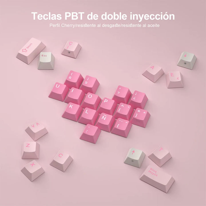 Teclado mecánico gamer Royal Kludge RK R75, cableado, Creamy switch, Pink Melody - Achorao