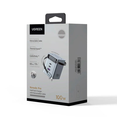 Cargador UGREEN Nexode Pro de 100 W GaN con cable retráctil X616 - Achorao