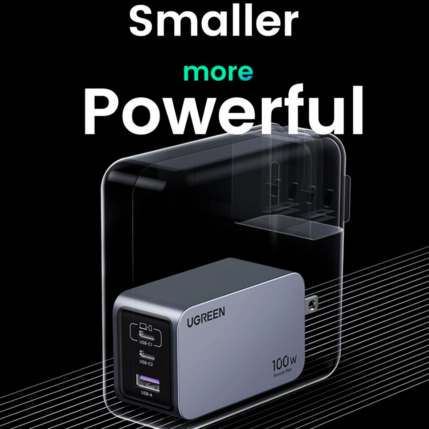 Cargador UGREEN Nexode Pro de 100 W con 3 puertos GaN X757 - Achorao