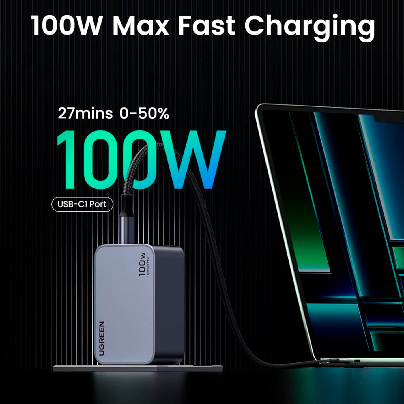 Cargador UGREEN Nexode Pro de 100 W con 3 puertos GaN X757 - Achorao