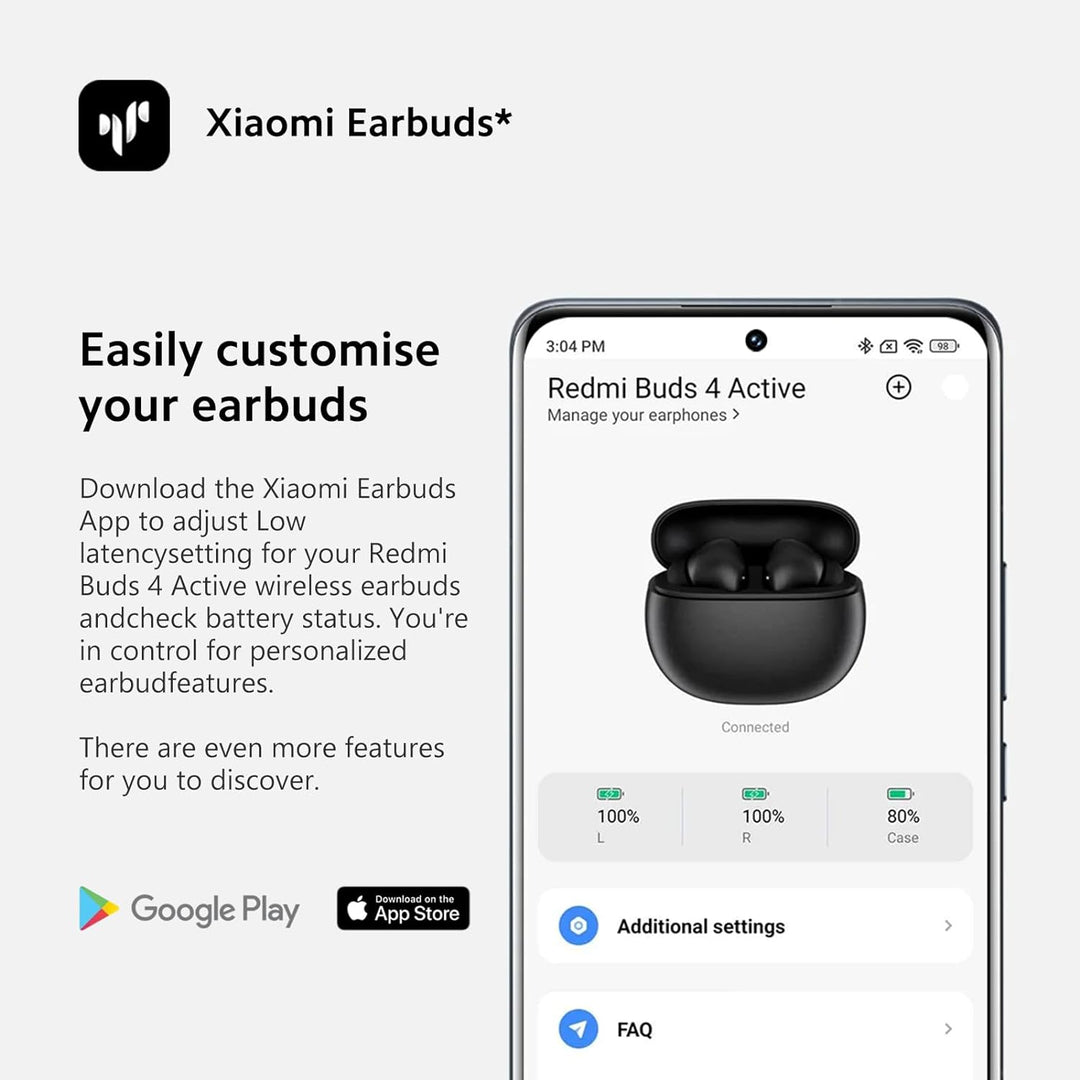 Audífonos inalámbricos Xiaomi Redmi Buds 4 Active Bluetooth, 28H batería, IPX4 Resistentes al Agua - Achorao