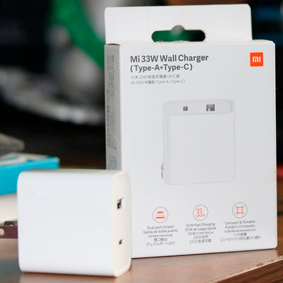 Cargador Xiaomi MI 33W Dual Type-A + Type-C portable y compacto DEMO - Achorao