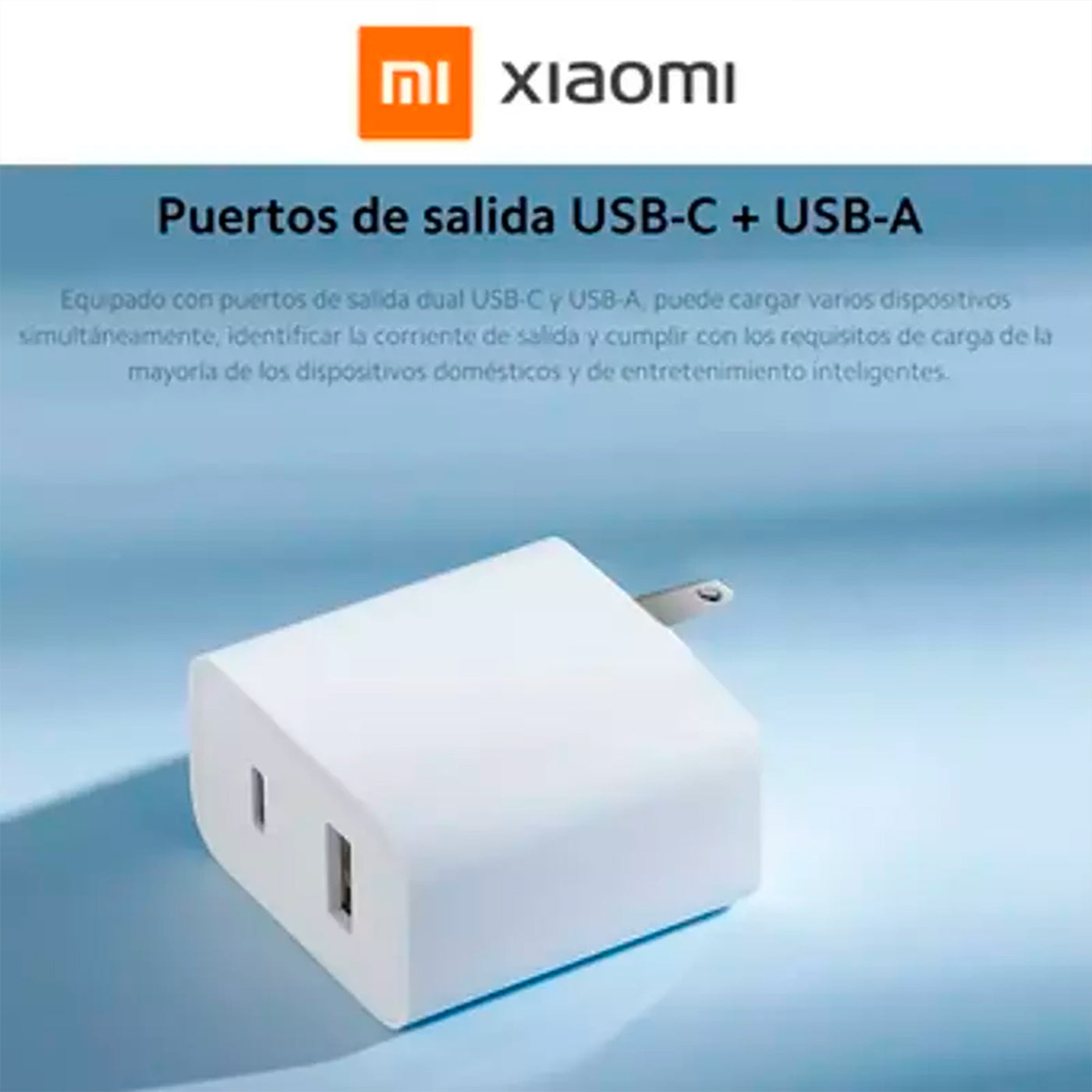 Cargador Xiaomi MI 33W Dual Type-A + Type-C portable y compacto DEMO - Achorao