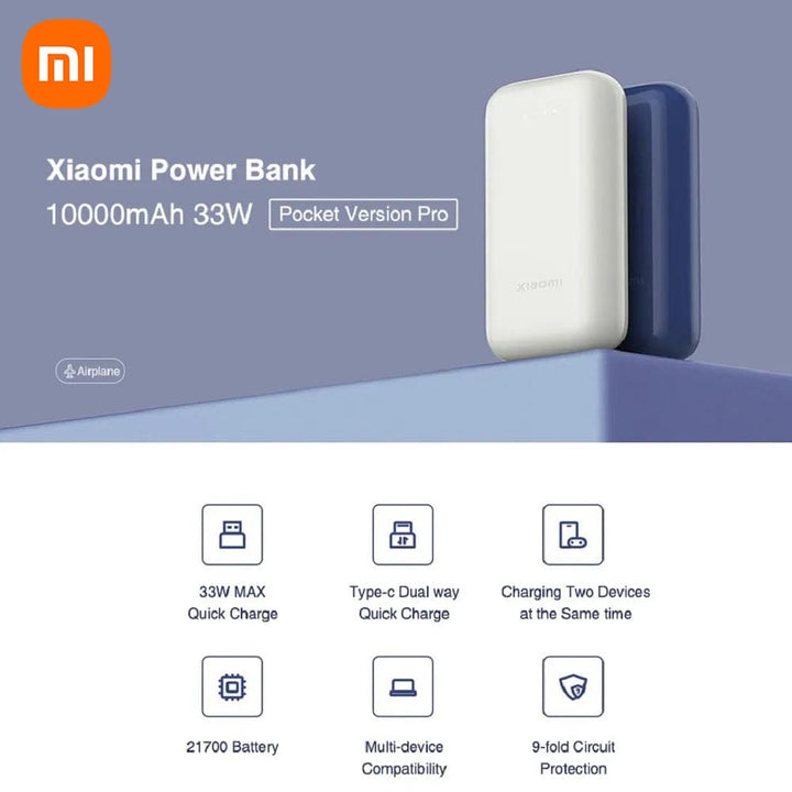 Xiaomi 33W Power Bank 10000 mAh Pocket Edition Pro - Achorao