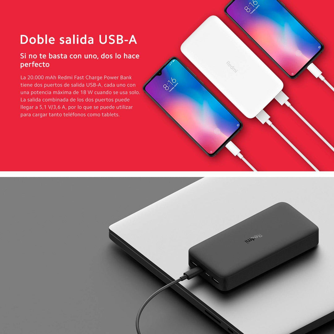 Xiaomi Redmi Powerbank Bateria Externa 20000mah Carga Rapida - Achorao