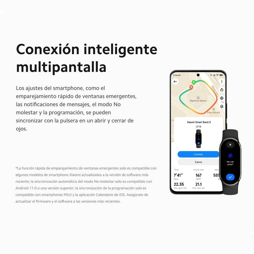 Smartband Xiaomi Band 8 pantalla 1.62", resistente al agua 5ATM, 14 días de batería, 150 sport mode, SPO2 - Achorao