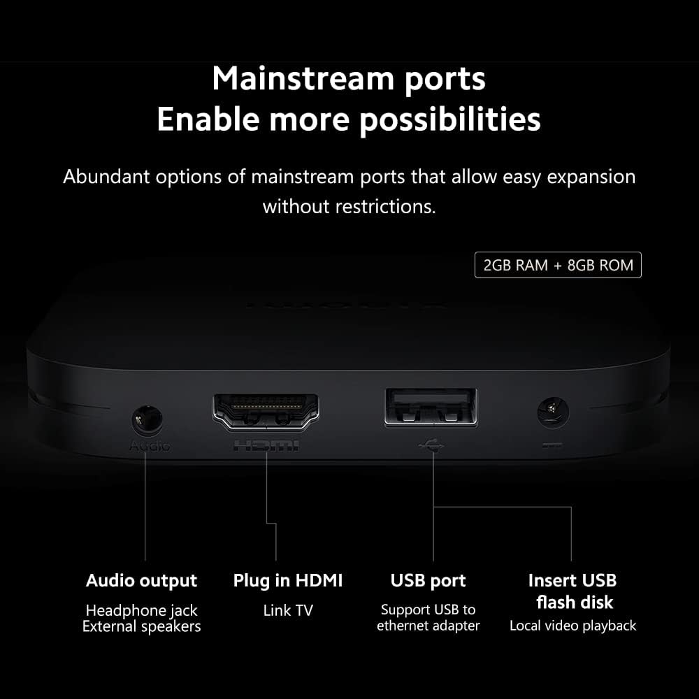 Xiaomi TV Box S (2nd gen) 4K Ultra HD Compatible con Google TV Box | Dolby Vision | Dolby Atmos  DTS-HD HDR10+ 2 GB de RAM 8 GB ROM, WiFi dual 2.4G/5G, Bluetooth 5.2 - Achorao