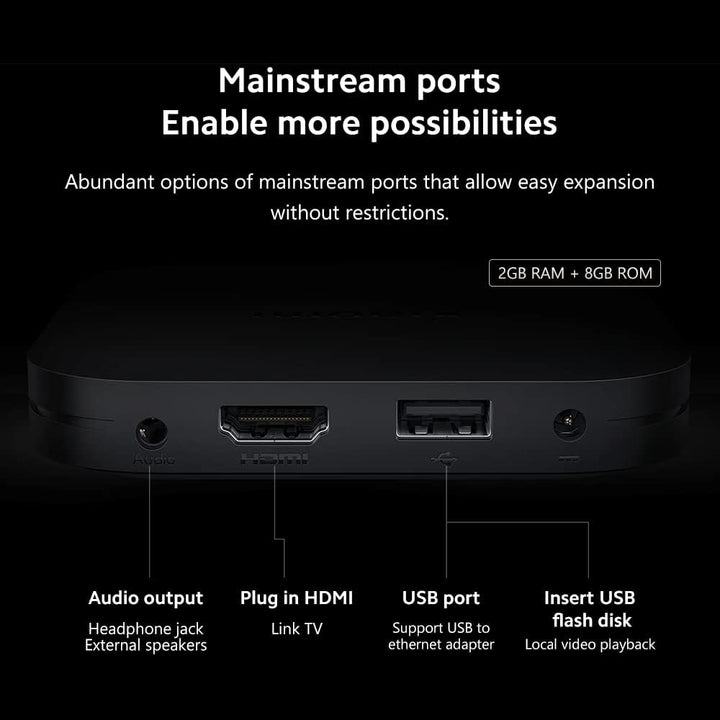 Xiaomi TV Box S (2nd gen) 4K Ultra HD Compatible con Google TV Box | Dolby Vision | Dolby Atmos  DTS-HD HDR10+ 2 GB de RAM 8 GB ROM, WiFi dual 2.4G/5G, Bluetooth 5.2 - Achorao