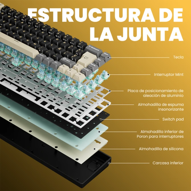 Teclado mecánico gamer Royal Kludge RK68 HE Cableado Español PHANTOM - MINT MAGNETIC SWITCH