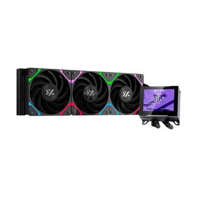 Enfriamiento Líquido XYZ HYDROVIEW 360 AIO Liquid CPU Cooler,3,5" LCD Digital Screen Black - Achorao