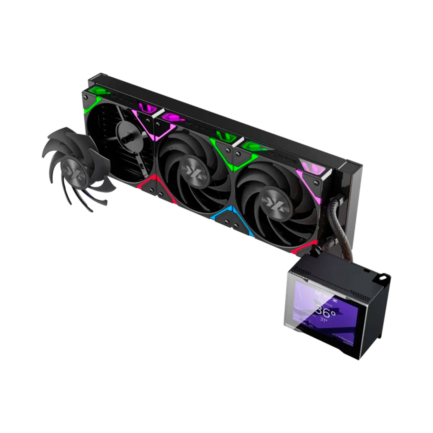 Enfriamiento Líquido XYZ HYDROVIEW 360 AIO Liquid CPU Cooler,3,5" LCD Digital Screen Black - Achorao