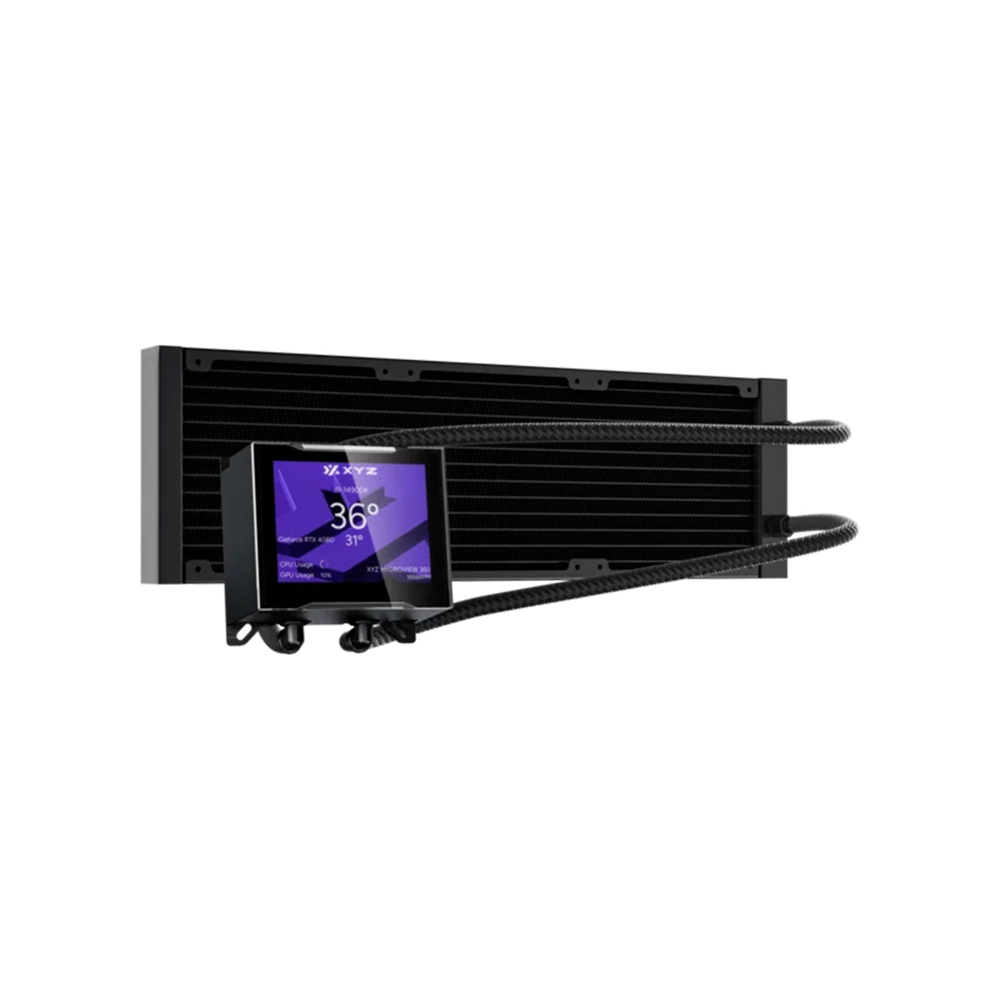 Enfriamiento Líquido XYZ HYDROVIEW 360 AIO Liquid CPU Cooler,3,5" LCD Digital Screen Black - Achorao