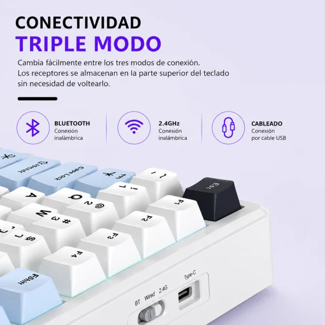 Teclado mecánico gamer Aula F75MAX Inalámbrico Español, Reaper Switch