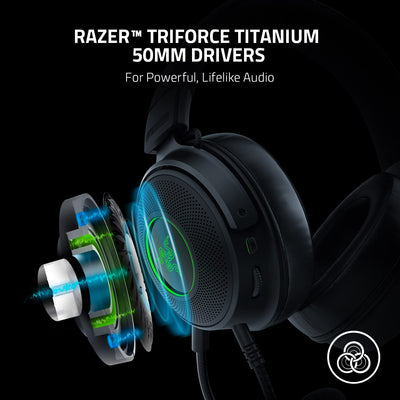 Audífono Razer Kraken V3 triforce THX  HYPERCLEAR Chroma 7.1