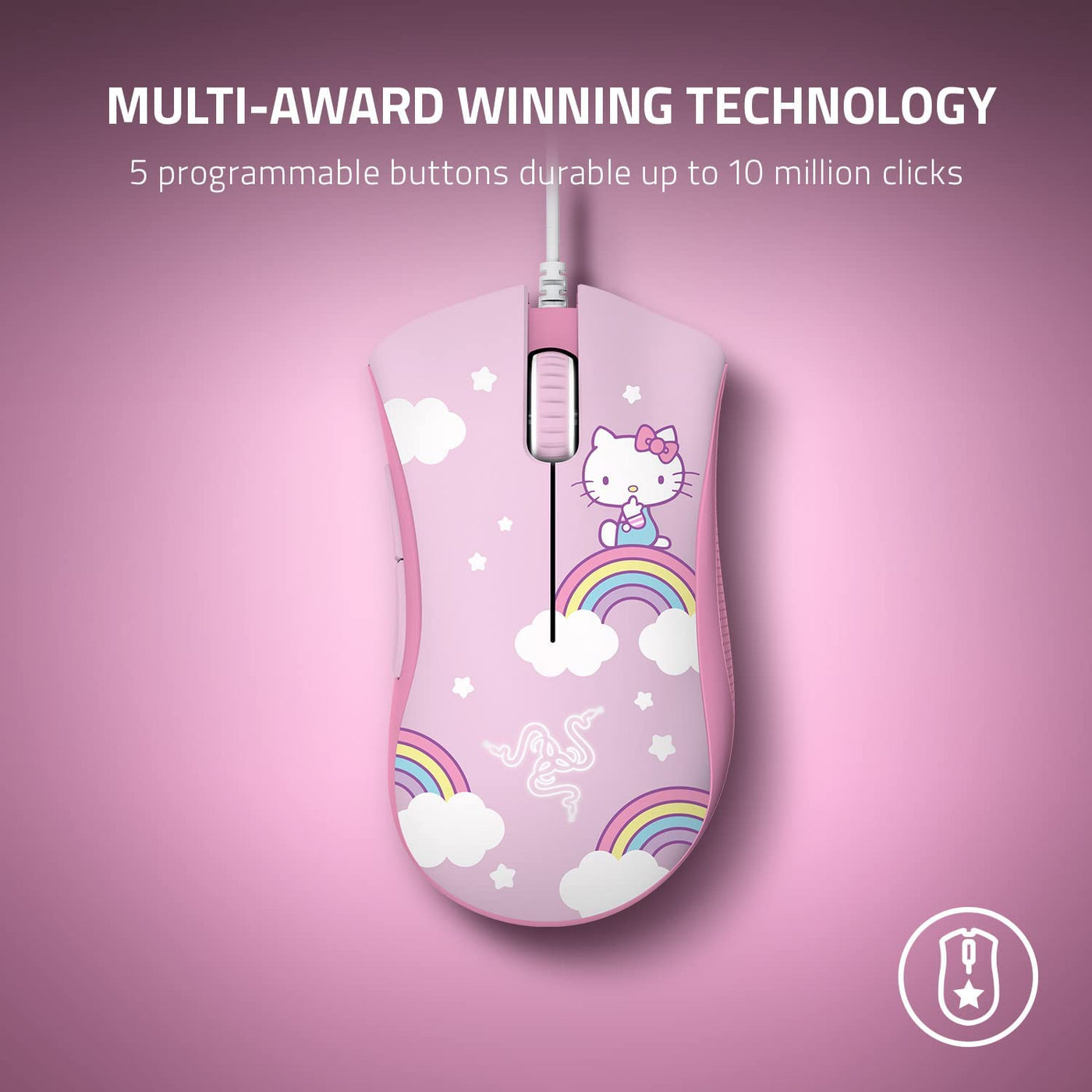 Mouse Deathadder Essential + Pad Goliathus Rosa Pack Edición Hello Kitty