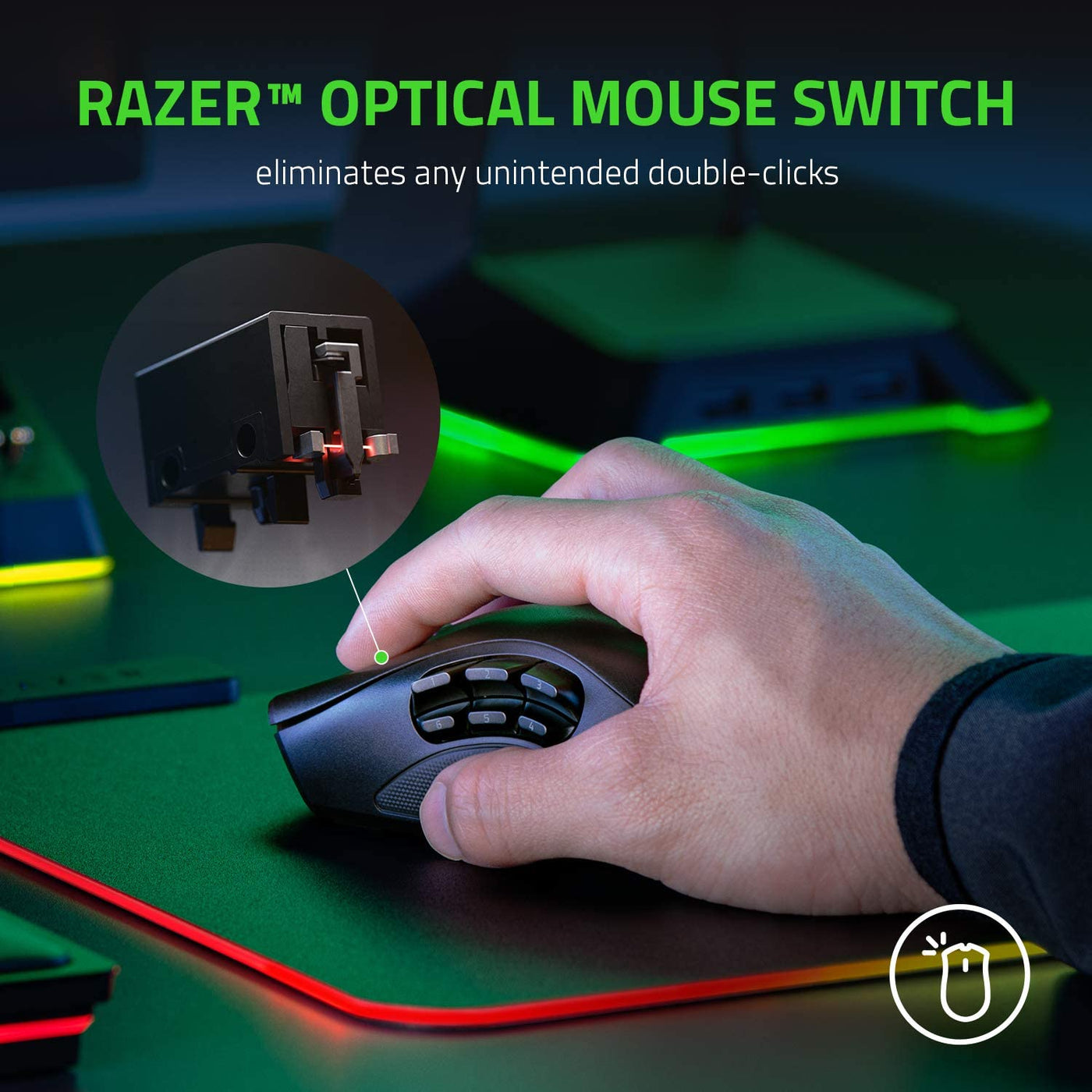 Mouse Razer Naga Pro Inalambrico Hyperspeed Focus+ Chroma Black