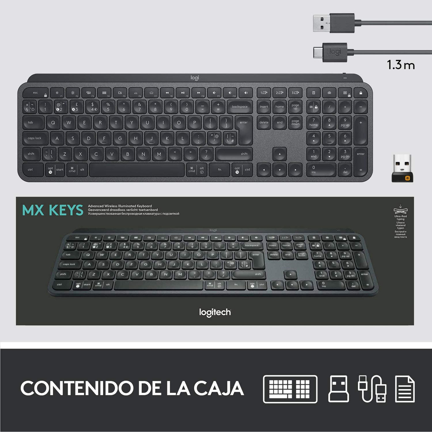 Teclado Mx Keys Inalambrico Multidispositivo Bluetooth Mac / Win