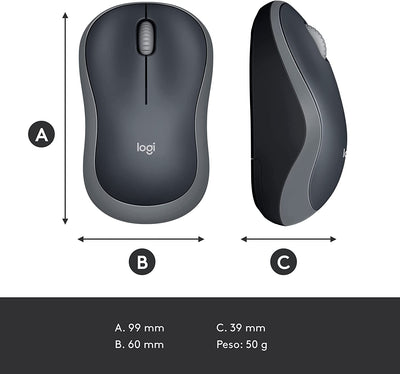 Mouse Logitech M185 Inalámbrico Portátil Plug and Play(P163B)