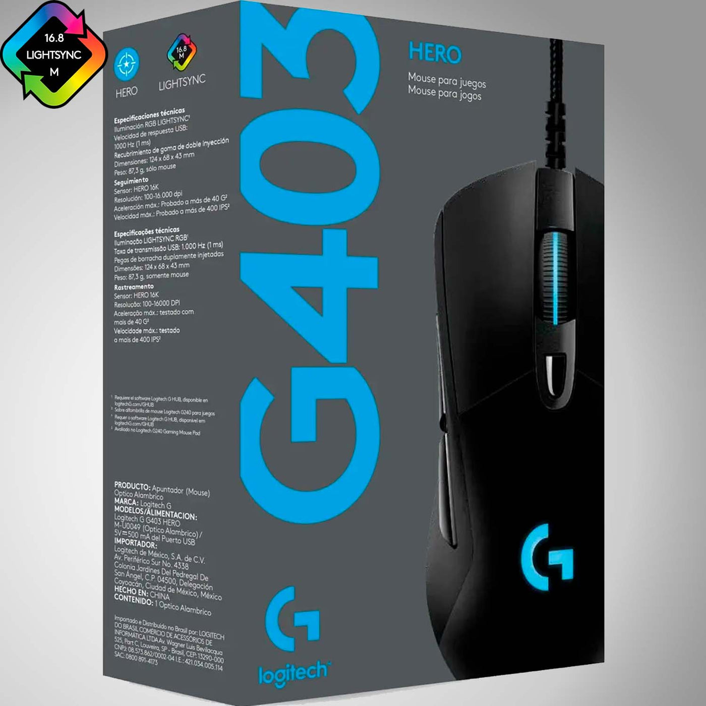  Logitech G403 Hero 25K Gaming Mouse, Lightsync RGB