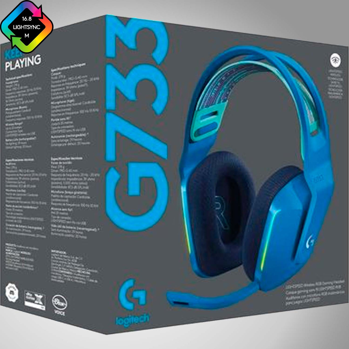 Audífonos Gamer Logitech G733 RGB 7.1 Blue Voice Inmersivo