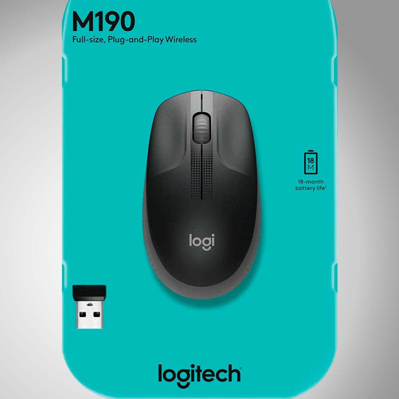 Mouse Logitech M190 Inalámbrico Ergonómico USB(P163B)